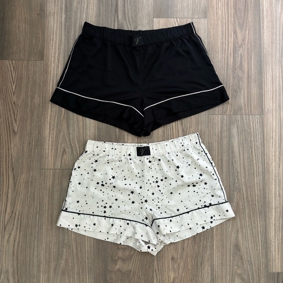 Victoria's Secret Other - Victoria's Secret Satin Boxer Pajama Shorts Black & White Sz M